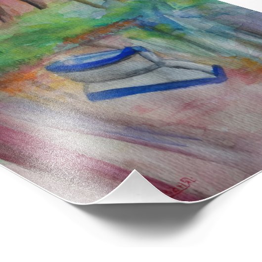 Boot waterverf Kunst Romantisch Print op fotopapie Foto Afdruk (Hoek)