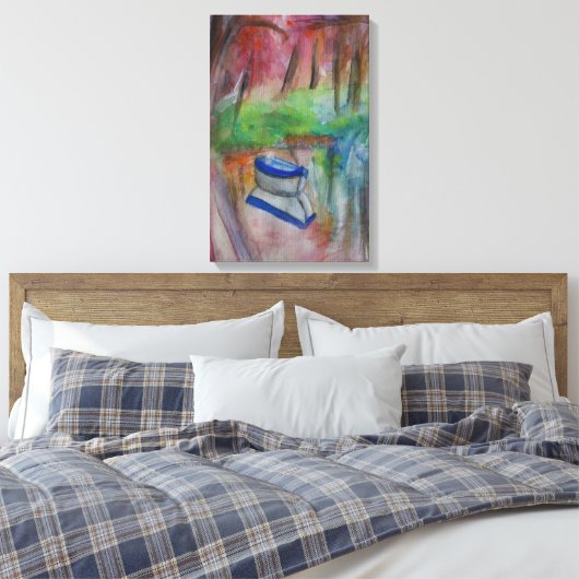 Boot Waterverf Uitgerekte Canvas Print (Insitu (Slaapkamer))