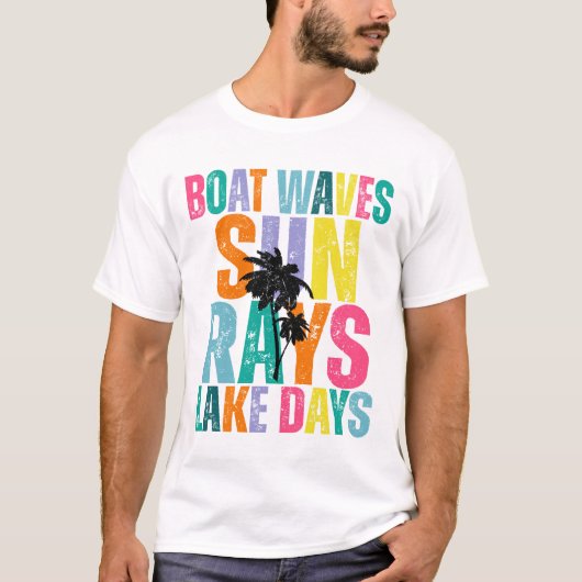 Boot Waves Sun Rays Lake Days T-shirt (Voorkant)