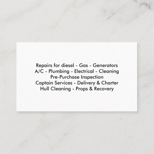 Boot & Yacht Services Visitekaartje (Achterkant)