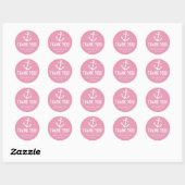 Bootanker bedanklabels (Bleek roze) Ronde Sticker (Vel)