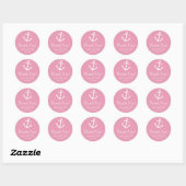 Bootanker bedanklabels (Bleek roze) Ronde Sticker (Vel)