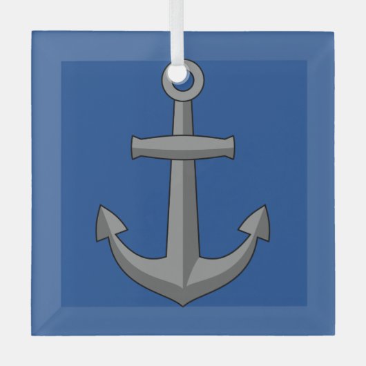 Bootanker Cartoon Glas Ornament (Voorkant)