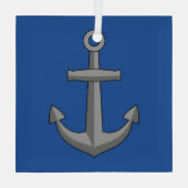 Bootanker Cartoon Glas Ornament (Achterkant)