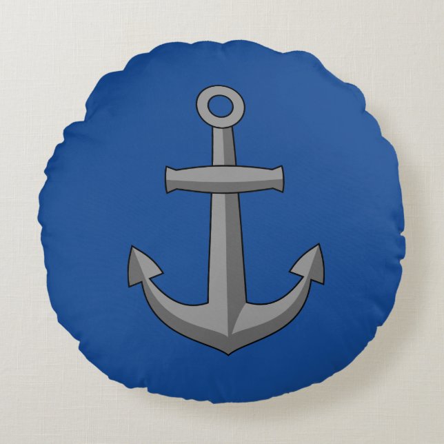 Bootanker Cartoon Rond Kussen (Voorkant)