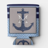 Bootanker en strepen, nautisch ontwerp blikjeskoeler (Achterkant)