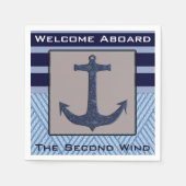 Bootanker met marine blauwe nautische strepen servet (Voorkant)