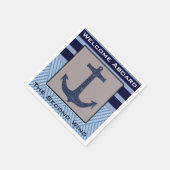 Bootanker met marine blauwe nautische strepen servet (Hoek)