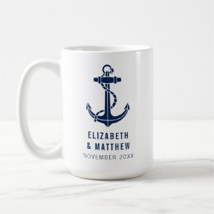 Bootanker Navyblauw Strand Bruiloft Op Maat Koffiemok