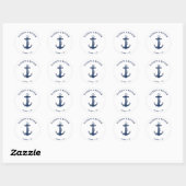 Bootanker Navyblauw Strand Bruiloft Op Maat Ronde Sticker (Vel)