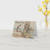 Bootanker, strand en Wenskaart "Bedankt" Kaart (Gele Bloem)