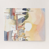 Bootbaai | Kust oceaan aquarelschilderij Legpuzzel (Horizontaal)