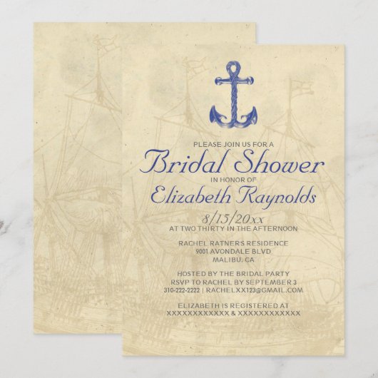 bootbundel Shower-uitnodigingen Kaart (Voorkant / Achterkant)