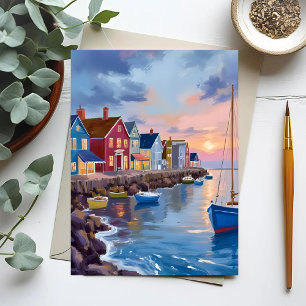 Bootdag   Kustbaai Oceaan Aquarelschilderij Briefkaart
