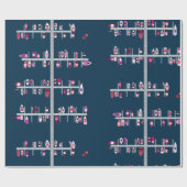 bootdokken - roze en rode draden op de marine cadeaupapier (Vlak)