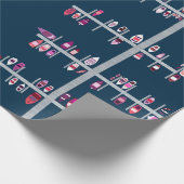 bootdokken - roze en rode draden op de marine cadeaupapier (Hoek)