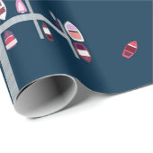 bootdokken - roze en rode draden op de marine cadeaupapier (Rol Hoek)