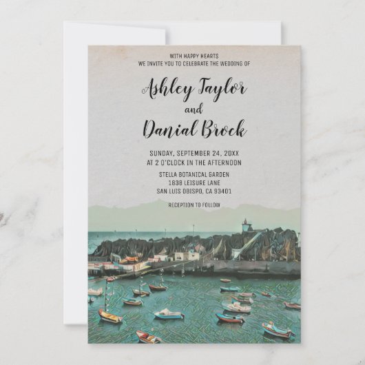  booteiland - zomerbestemming bruiloft kaart (Voorkant)