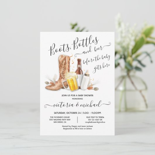 Bootflesjes en Baby shower bier Kaart (Staand voorkant)