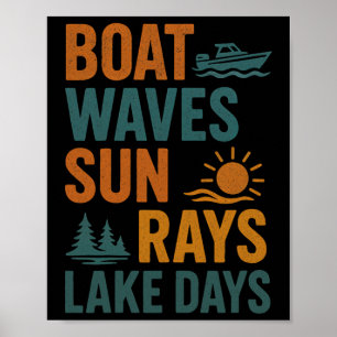Bootgolven Zonnestralen Meer Dagen Retro Zomer - M Poster