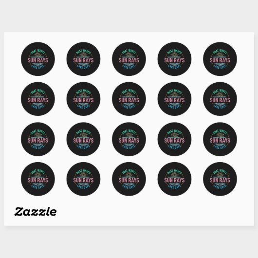 Bootgolven Zonnestralen Meer Dagen Schattigee Retr Ronde Sticker (Vel)