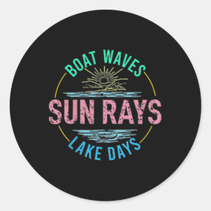 Bootgolven Zonnestralen Meer Dagen Schattigee Retr Ronde Sticker