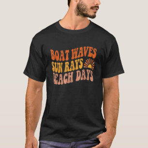 Bootgolven Zonnestralen Stranddagen Schattige Retr T-shirt