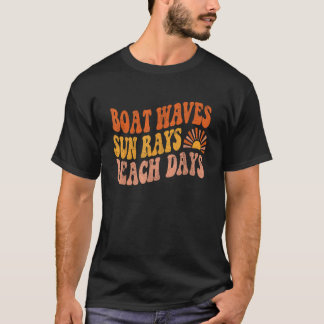 Bootgolven Zonnestralen Stranddagen Schattige Retr T-shirt