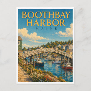 Boothbay Harbor Maine Havenvoetbrug GeoSaga Briefkaart