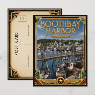 Boothbay Harbor Maine Vintage Art Deco Gouden Tijd Briefkaart