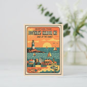 Boothbay Harbor ME Retro Ziel van de Kust Briefkaart (Staand voorkant)