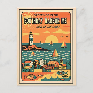 Boothbay Harbor ME Retro Ziel van de Kust Briefkaart
