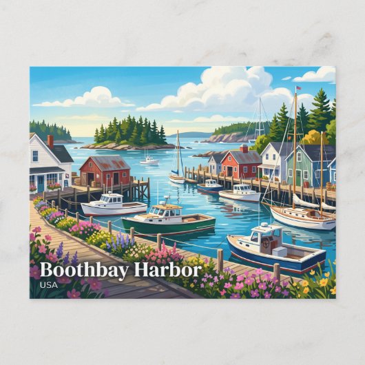 Boothbay Harbor VS Briefkaart (Voorkant)