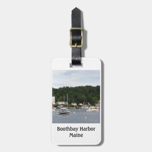 Boothbay Harbour Boats Bagagelabel met lederen rie (Voorkant verticaal)
