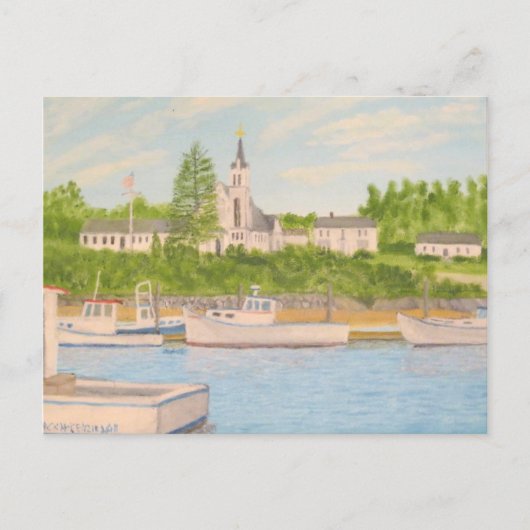 Boothbay Harbour: Kerk en Lobster Boats Briefkaart (Voorkant)