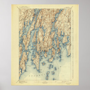 Boothbay Harbour Maine  Map 1893 Poster