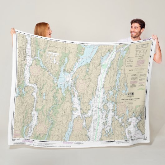 Boothbay Harbour to Bath Nautical Chart 13296 Fleece Deken (In situ)