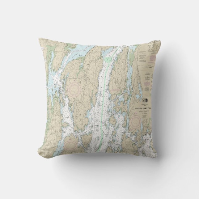 Boothbay Harbour to Bath Nautical Chart 13296 Kussen (Voorkant)