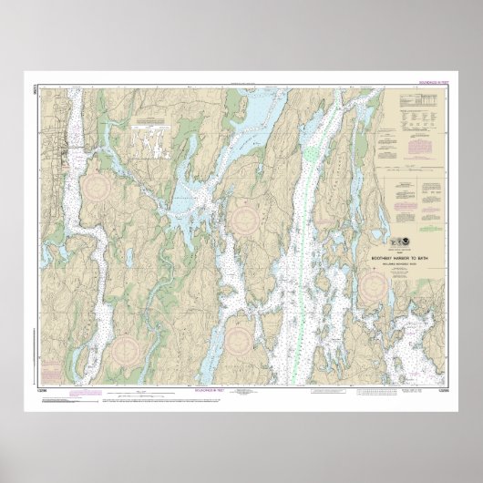 Boothbay Harbour to Bath Nautical Chart 13296 Poster (Voorkant)