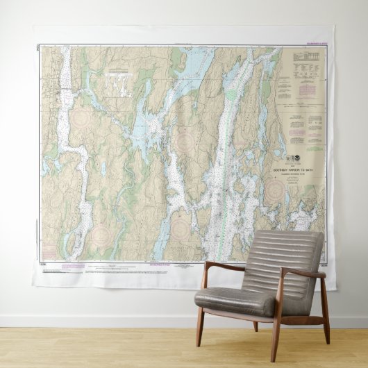 Boothbay Harbour to Bath Nautical Chart 13296 Wandkleed (In Situ (horizontaal))