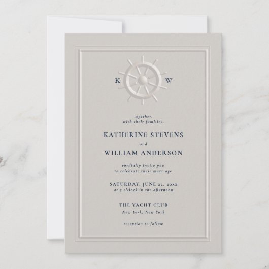 Boothelm Faux reliëf Classic Lijst Chic Wedding Kaart (Voorkant)