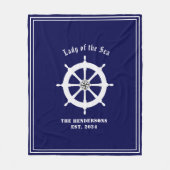 Boothelm met kompas roos marineblauw fleece deken (Voorkant)