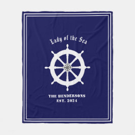 Boothelm met kompas roos  marineblauw fleece deken