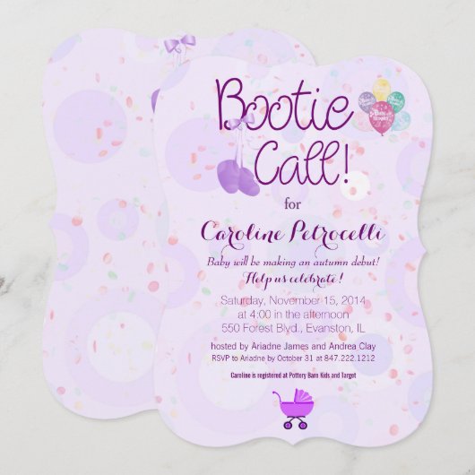 "bootie call" baby shower uitnodiging (Voorkant / Achterkant)