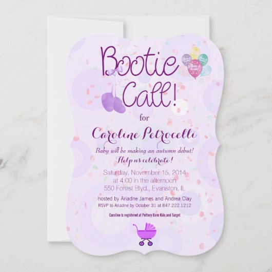 "bootie call" baby shower uitnodiging (Voorkant)