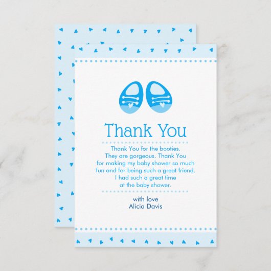 Bootie Call Blue Baby Boy Shower Bedankt kaart (Voorkant / Achterkant)