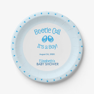 Bootie Call Blue Baby Boy Shower Paper Bord