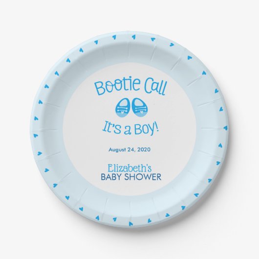 Bootie Call Blue Baby Boy Shower Paper Bord (Voorkant)