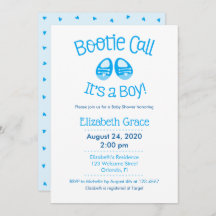 Bootie Call Blue Baby Boy Shower Uitnodiging