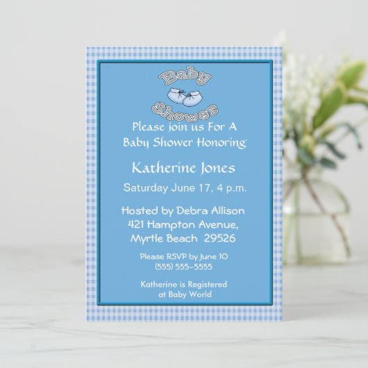 Booties Baby shower Invitation Kaart (Staand voorkant)